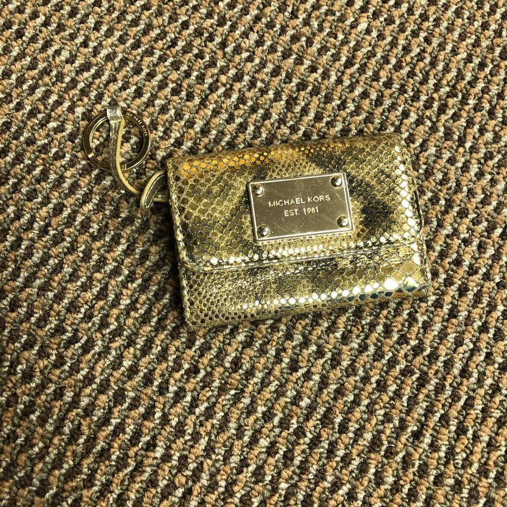 Michael Kors Gold snakeskin keychain wallet